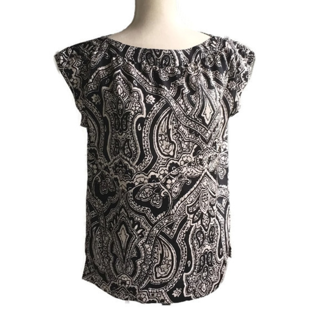 Talbots Black/Light Beige Top-Sz 4